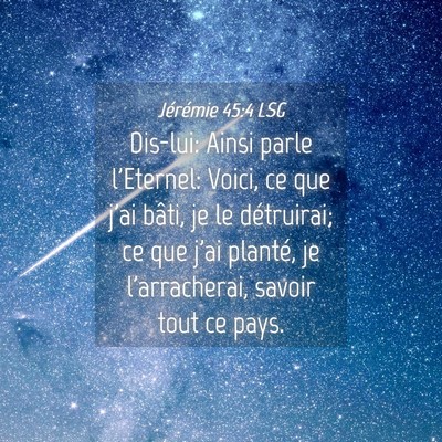 Picture 04 - Jérémie 45:4 LSG - Dis-lui: Ainsi parle l'Eternel: Voici, ce que - Bible Verse Picture