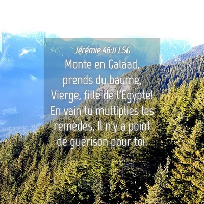 Picture 04 - Jérémie 46:11 LSG - Monte en Galaad, prends du baume, Vierge, fille - Bible Verse Picture