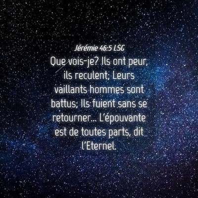 Picture 04 - Jérémie 46:5 LSG - Que vois-je? Ils ont peur, ils reculent; Leurs - Bible Verse Picture