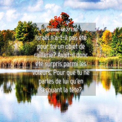 Picture 04 - Jérémie 48:27 LSG - Israël n'a-t-il pas été pour toi un objet de - Bible Verse Picture