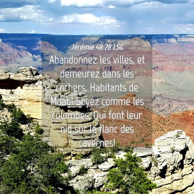 Picture 04 - Jérémie 48:28 LSG - Abandonnez les villes, et demeurez dans les - Bible Verse Picture