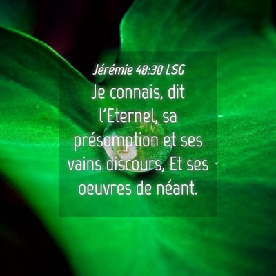 Picture 04 - Jérémie 48:30 LSG - Je connais, dit l'Eternel, sa présomption et ses - Bible Verse Picture