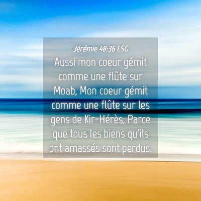 Picture 04 - Jérémie 48:36 LSG - Aussi mon coeur gémit comme une flûte sur Moab, - Bible Verse Picture