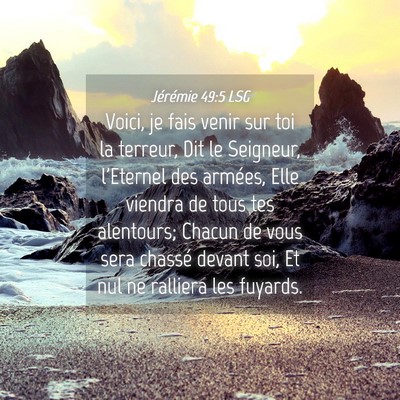 Picture 04 - Jérémie 49:5 LSG - Voici, je fais venir sur toi la terreur, Dit le - Bible Verse Picture