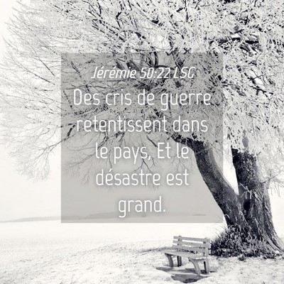 Picture 04 - Jérémie 50:22 LSG - Des cris de guerre retentissent dans le pays, Et - Bible Verse Picture