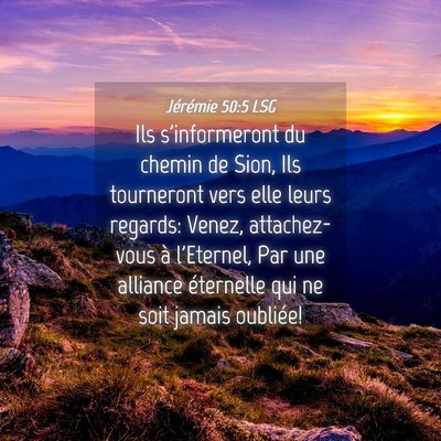 Picture 04 - Jérémie 50:5 LSG - Ils s'informeront du chemin de Sion, Ils - Bible Verse Picture