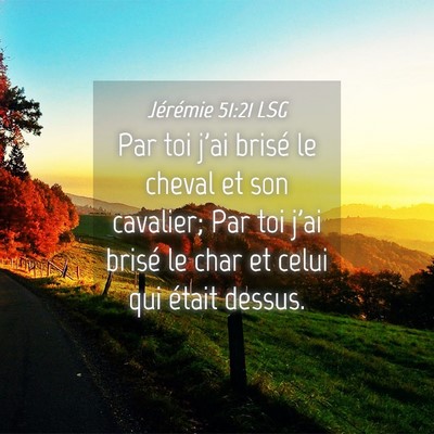 Picture 04 - Jérémie 51:21 LSG - Par toi j'ai brisé le cheval et son cavalier; - Bible Verse Picture