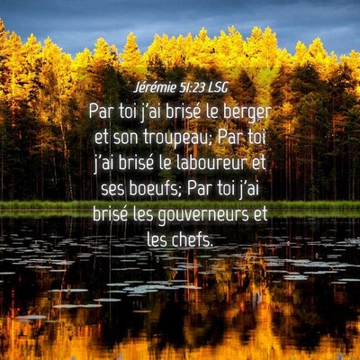 Picture 04 - Jérémie 51:23 LSG - Par toi j'ai brisé le berger et son troupeau; - Bible Verse Picture