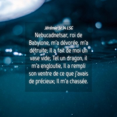 Picture 04 - Jérémie 51:34 LSG - Nebucadnetsar, roi de Babylone, m'a dévorée, - Bible Verse Picture