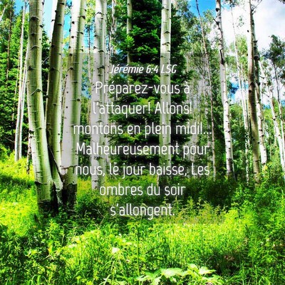 Picture 04 - Jérémie 6:4 LSG - Préparez-vous à l'attaquer! Allons! montons en - Bible Verse Picture