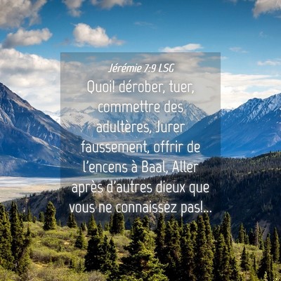 Picture 04 - Jérémie 7:9 LSG - Quoi! dérober, tuer, commettre des adultères, - Bible Verse Picture