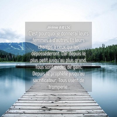 Picture 04 - Jérémie 8:10 LSG - C'est pourquoi je donnerai leurs femmes à - Bible Verse Picture