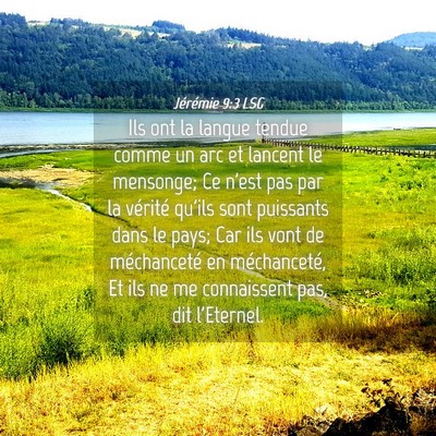 Picture 04 - Jérémie 9:3 LSG - Ils ont la langue tendue comme un arc et lancent - Bible Verse Picture