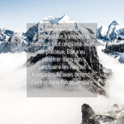 Picture 04 - Lamentations 1:10 LSG - L'oppresseur a étendu la main Sur tout ce - Bible Verse Picture