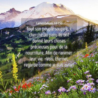 Picture 04 - Lamentations 1:11 LSG - Tout son peuple soupire, il cherche du pain; Ils - Bible Verse Picture