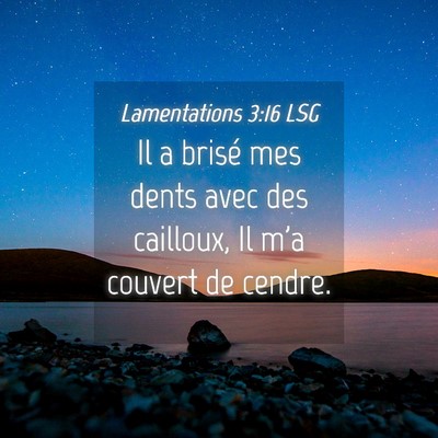 Picture 04 - Lamentations 3:16 LSG - Il a brisé mes dents avec des cailloux, Il m'a - Bible Verse Picture
