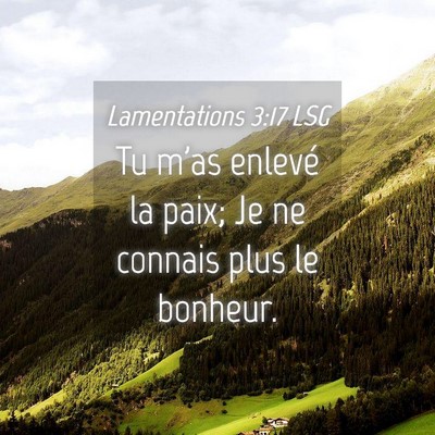 Picture 04 - Lamentations 3:17 LSG - Tu m'as enlevé la paix; Je ne connais plus le - Bible Verse Picture