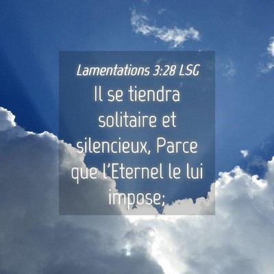 Picture 04 - Lamentations 3:28 LSG - Il se tiendra solitaire et silencieux, Parce que - Bible Verse Picture