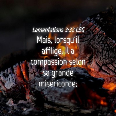 Picture 04 - Lamentations 3:32 LSG - Mais, lorsqu'il afflige, Il a compassion selon sa - Bible Verse Picture