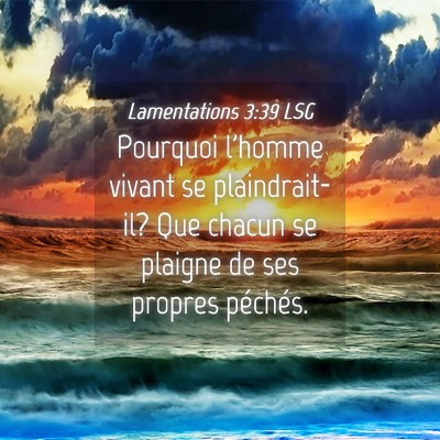Picture 04 - Lamentations 3:39 LSG - Pourquoi l'homme vivant se plaindrait-il? Que - Bible Verse Picture