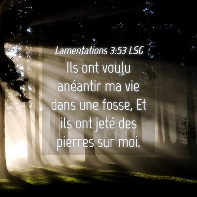 Picture 04 - Lamentations 3:53 LSG - Ils ont voulu anéantir ma vie dans une fosse, Et - Bible Verse Picture