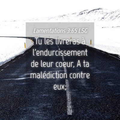 Picture 04 - Lamentations 3:65 LSG - Tu les livreras à l'endurcissement de leur - Bible Verse Picture