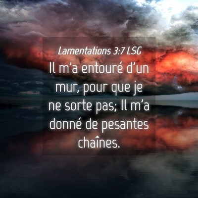 Picture 04 - Lamentations 3:7 LSG - Il m'a entouré d'un mur, pour que je ne sorte - Bible Verse Picture