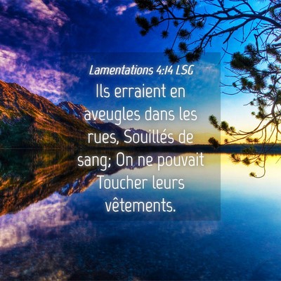 Picture 04 - Lamentations 4:14 LSG - Ils erraient en aveugles dans les rues, Souillés - Bible Verse Picture