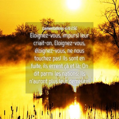 Picture 04 - Lamentations 4:15 LSG - Eloignez-vous, impurs! leur criait-on, - Bible Verse Picture
