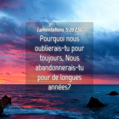 Picture 04 - Lamentations 5:20 LSG - Pourquoi nous oublierais-tu pour toujours, Nous - Bible Verse Picture