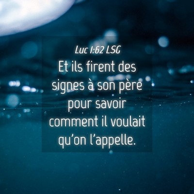 Picture 04 - Luc 1:62 LSG - Et ils firent des signes à son père pour savoir - Bible Verse Picture