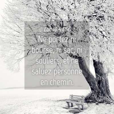 Picture 04 - Luc 10:4 LSG - Ne portez ni bourse, ni sac, ni souliers, et ne - Bible Verse Picture