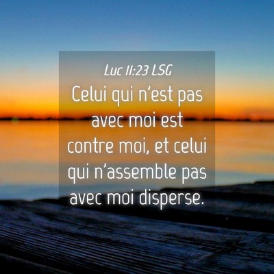 Picture 04 - Luc 11:23 LSG - Celui qui n'est pas avec moi est contre moi, et - Bible Verse Picture