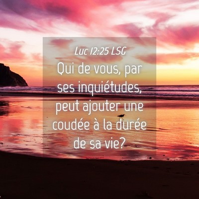 Picture 04 - Luc 12:25 LSG - Qui de vous, par ses inquiétudes, peut ajouter - Bible Verse Picture