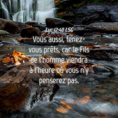 Picture 04 - Luc 12:40 LSG - Vous aussi, tenez-vous prêts, car le Fils de - Bible Verse Picture
