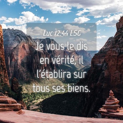 Picture 04 - Luc 12:44 LSG - Je vous le dis en vérité, il l'établira sur - Bible Verse Picture