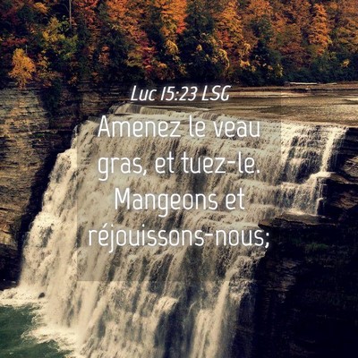 Picture 04 - Luc 15:23 LSG - Amenez le veau gras, et tuez-le. Mangeons et - Bible Verse Picture