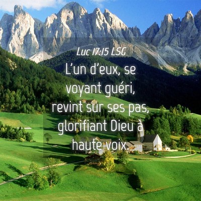 Picture 04 - Luc 17:15 LSG - L'un d'eux, se voyant guéri, revint sur ses pas, - Bible Verse Picture