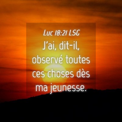 Picture 04 - Luc 18:21 LSG - J'ai, dit-il, observé toutes ces choses dès ma - Bible Verse Picture