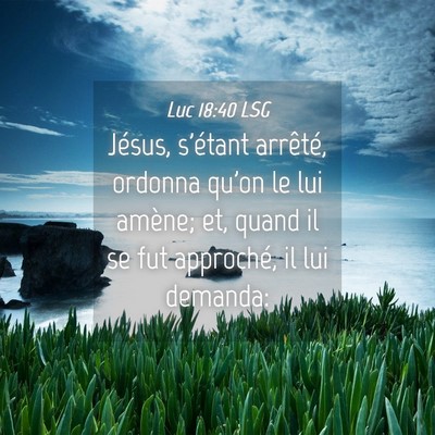 Picture 04 - Luc 18:40 LSG - Jésus, s'étant arrêté, ordonna qu'on le lui - Bible Verse Picture