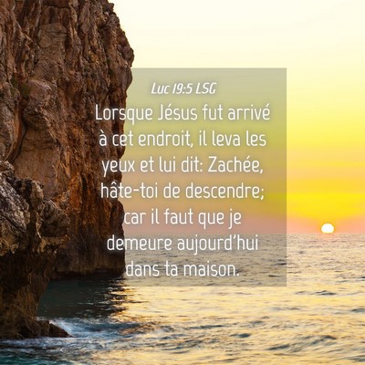 Picture 04 - Luc 19:5 LSG - Lorsque Jésus fut arrivé à cet endroit, il - Bible Verse Picture