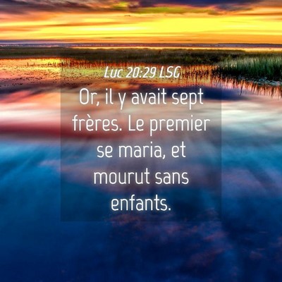 Picture 04 - Luc 20:29 LSG - Or, il y avait sept frères. Le premier se maria, - Bible Verse Picture