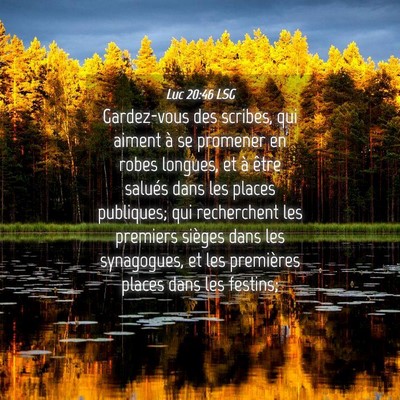 Picture 04 - Luc 20:46 LSG - Gardez-vous des scribes, qui aiment à se - Bible Verse Picture