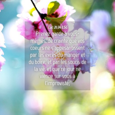 Picture 04 - Luc 21:34 LSG - Prenez garde à vous-mêmes, de crainte que vos - Bible Verse Picture