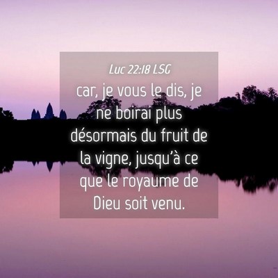Picture 04 - Luc 22:18 LSG - car, je vous le dis, je ne boirai plus désormais - Bible Verse Picture