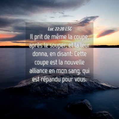 Picture 04 - Luc 22:20 LSG - Il prit de même la coupe, après le souper, et - Bible Verse Picture