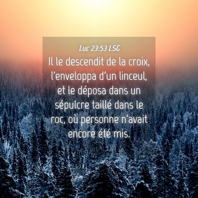 Picture 04 - Luc 23:53 LSG - Il le descendit de la croix, l'enveloppa d'un - Bible Verse Picture