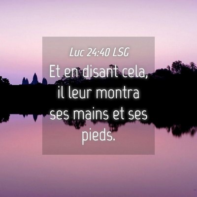 Picture 04 - Luc 24:40 LSG - Et en disant cela, il leur montra ses mains et - Bible Verse Picture