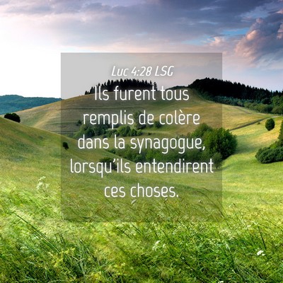 Picture 04 - Luc 4:28 LSG - Ils furent tous remplis de colère dans la - Bible Verse Picture