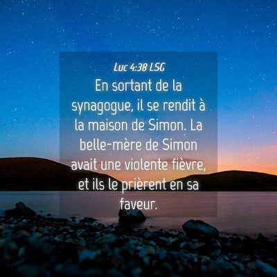 Picture 04 - Luc 4:38 LSG - En sortant de la synagogue, il se rendit à la - Bible Verse Picture